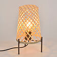 COREP - Lampe de table bambou tressé et métal noir - E27 - 40W - vignette