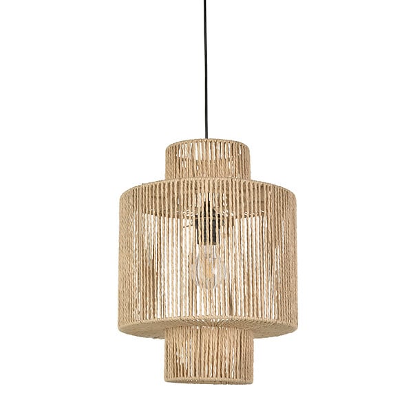COREP - Suspension corde Cancun - Cordelette tressée - Naturel - E27 - large