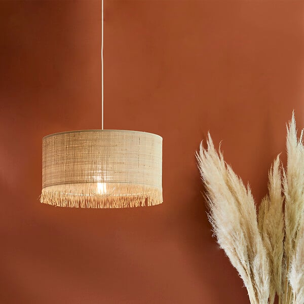 COREP - Suspension cylindre raphia - Naturel - Diam.38cm E27 - large
