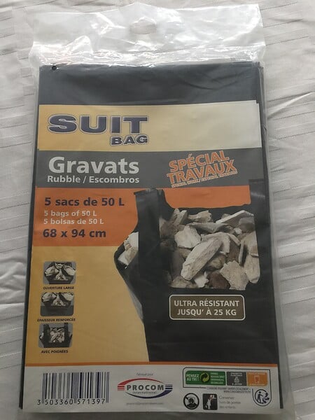 SUIT BAG - Lot de 5 sacs à gravats 50L - large
