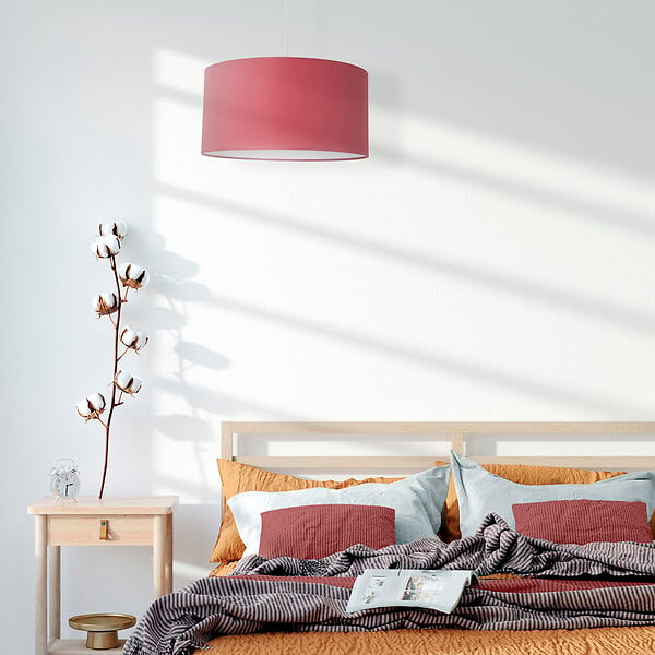 COREP - Suspension cylindrique coton - Cerise - E27 100W - large