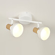 COREP - Spot 2 têtes métal effet bois Alvar Blanc E14 - vignette