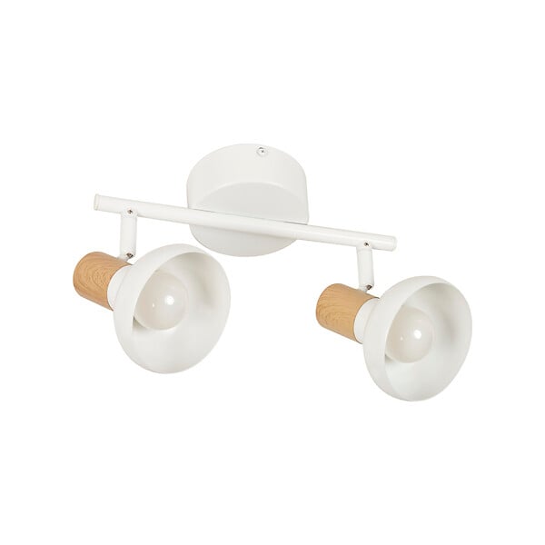 COREP - Spot 2 têtes métal effet bois Alvar Blanc E14 - large