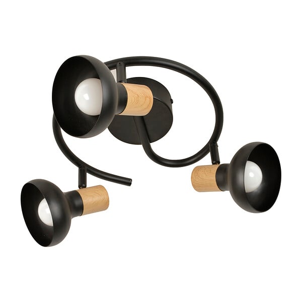 COREP - Plafonnier 3 spots - Métal effet bois - Noir mat - DCL - large