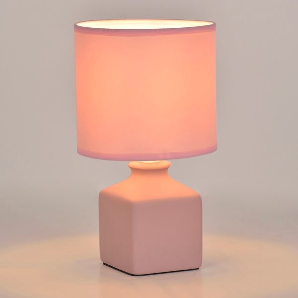 COREP - Lampe à poser - Céramique et coton - E14 - 40W - Rose - large