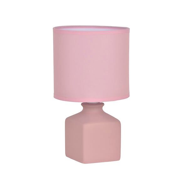 COREP - Lampe à poser - Céramique et coton - E14 - 40W - Rose - large