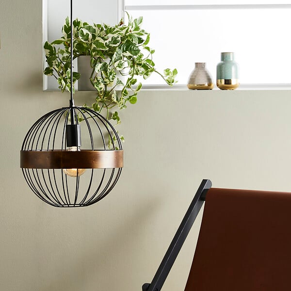 COREP - Suspension globe Raw - Noir mat et bronze - large