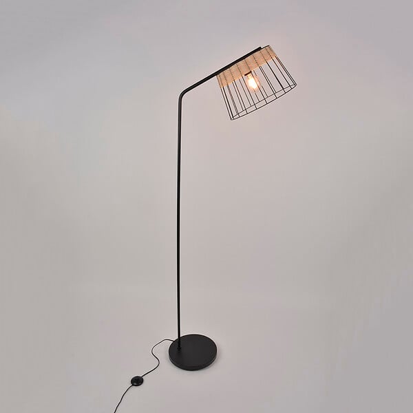 COREP - Lampadaire sur pied - Métal - Indah noir rotin - 171cm - large