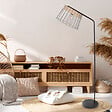 COREP - Lampadaire sur pied - Métal - Indah noir rotin - 171cm - vignette