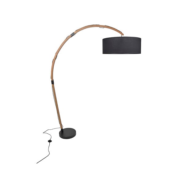 COREP - Lampadaire arc - Bois - Edgar - Noir et bois naturel - 60W - large