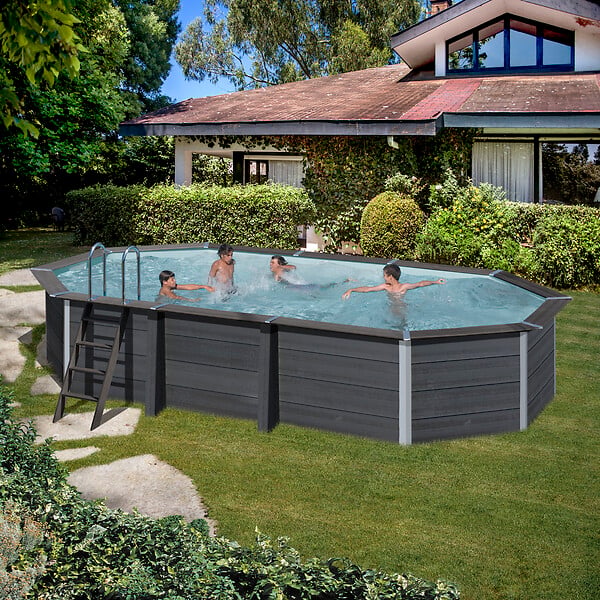 GRE - Piscine composite ovale - L.6,64xl.3,86xH.1,24m - large