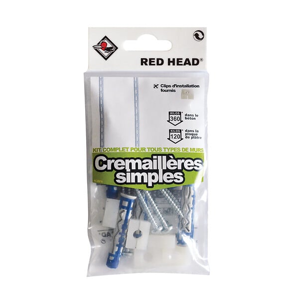 RED HEAD - Sachet de 6 chevilles Mx 8+vis 4.5x55mm + 6 petit clips - large