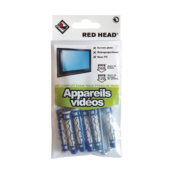 RED HEAD - Sachet de 8 chevilles Mx 8 + 8 vis 4.5x55mm - large