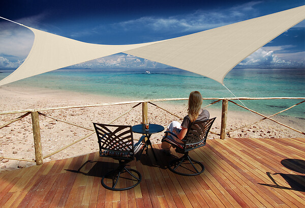 JARDILINE - Voile d'ombrage carré Austral - Brun havane - L.360xl.360cm - large