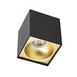 XANLITE - Spot en saillie carré large noir et or, culot GU10, structure aluminium, puissance max 50W, installation en saillie, branchement rapide Click&Plug, usage intérieur - vignette
