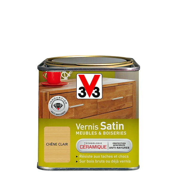 V33 BOIS - Vernis Meubles et Boiseries Satin Chêne clair Pot 0.5l - large