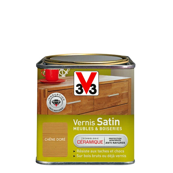 V33 BOIS - Vernis Meubles et Boiseries Satin Chêne doré 0.5L - large