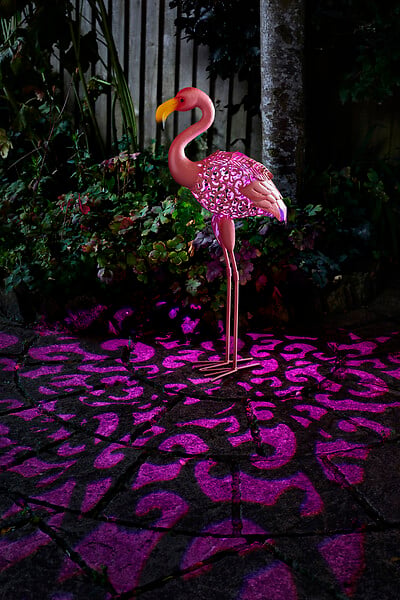SMARTSOLAR - Flamant rose décoratif solaire en métal - H.76cm - large