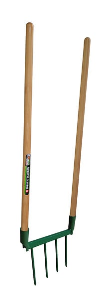 S&J - Biofourche 4 dents - Acier forgé - Manches bois 110cm - large