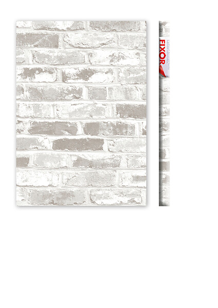 FIXOR - Adhésif décoratif brique blanche 45cmx2m - large
