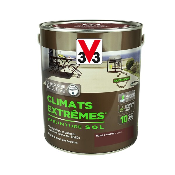 V33 PEINTURE - Peinture sol Climats extrêmes - Satin - Terre d'ombre - 2.5L - large