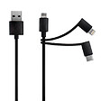 MOOOV - Câble USB-A 3-en-1 Lightning MFI-USB-C-micro-USB 1m - noir - vignette