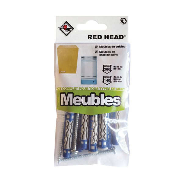 RED HEAD - Sachet de 8 chevilles Mx 8x50mm + 8 vis 4.5x55mm - large