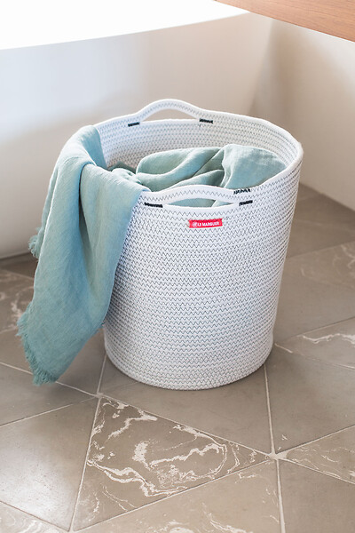 LE MARQUIER - Panier à bûches en corde de coton - Déco Navy - 45cm - large