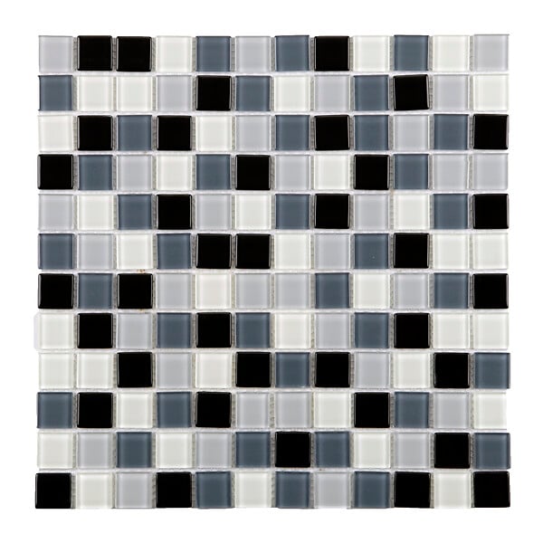 MAT INTER - Mosaïque en verre blanc, gris et noir 4mm - large
