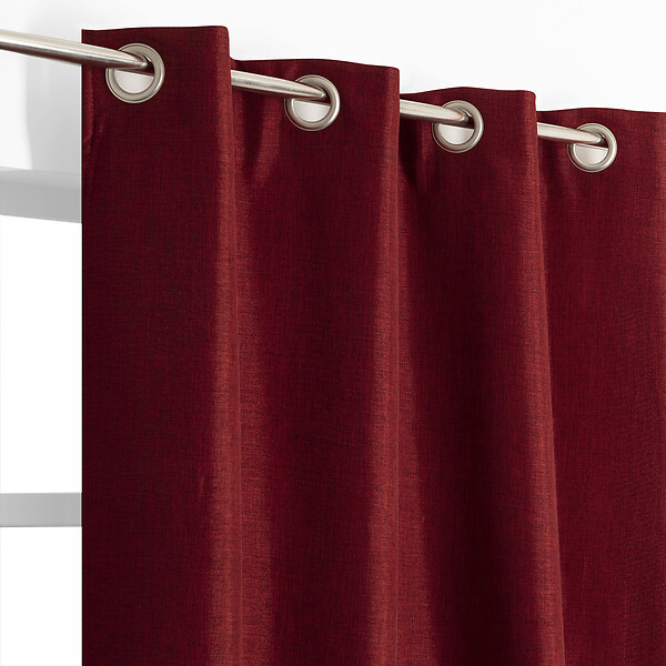 MODE DE VIE - Rideau avec oeillets - Thermique - Toile chiné - Rouge - 135x240cm - large