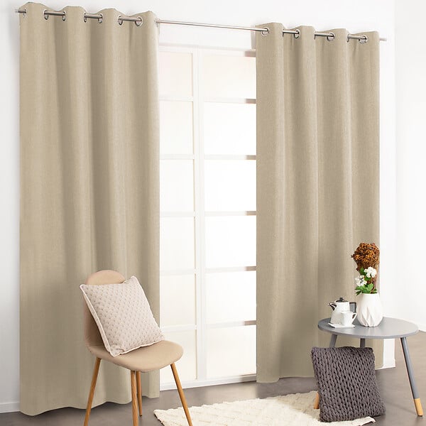 MODE DE VIE - Rideau avec oeillets - Tamisant - Polyester - Ecru - 140x250cm - large