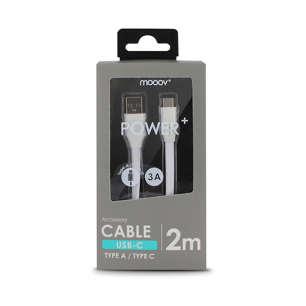 MOOOV - Câble USB-C vers USB-A plat 2m - Blanc - large