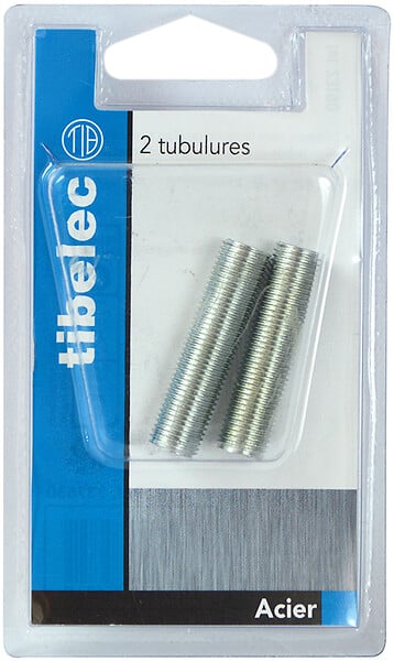 TIBELEC - Tubulures filetées en acier Gris 40mm pas 10x1 - large