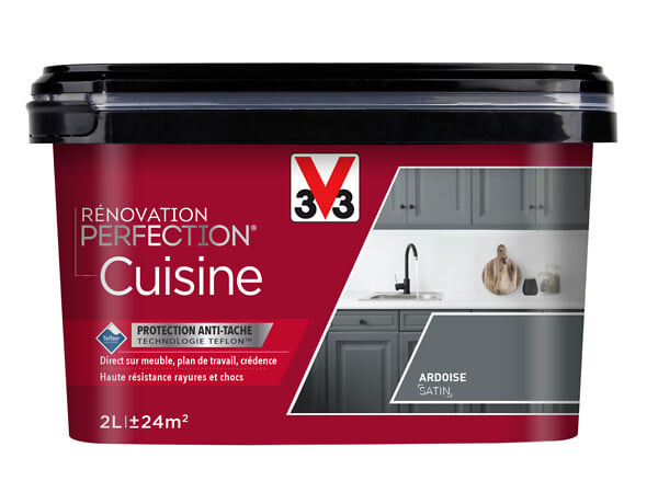 V33 PEINTURE - Peinture rénovation Cuisine - Ardoise - Satin - 2L - large