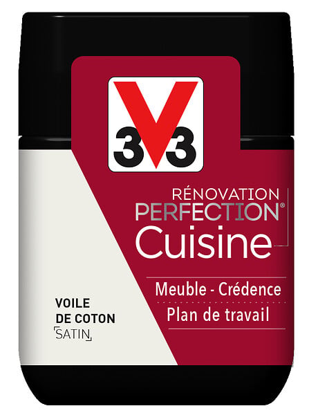 V33 PEINTURE - Peinture rénovation Cuisine satin voile de coton Testeur 75mL - large