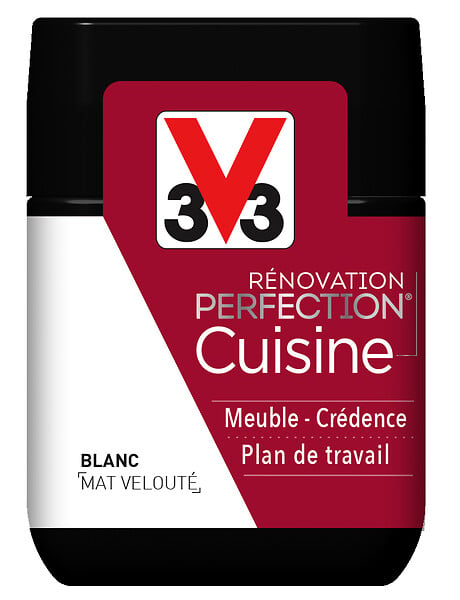 V33 PEINTURE - Peinture rénovation cuisine - Blanc Mat - Testeur 75mL - large