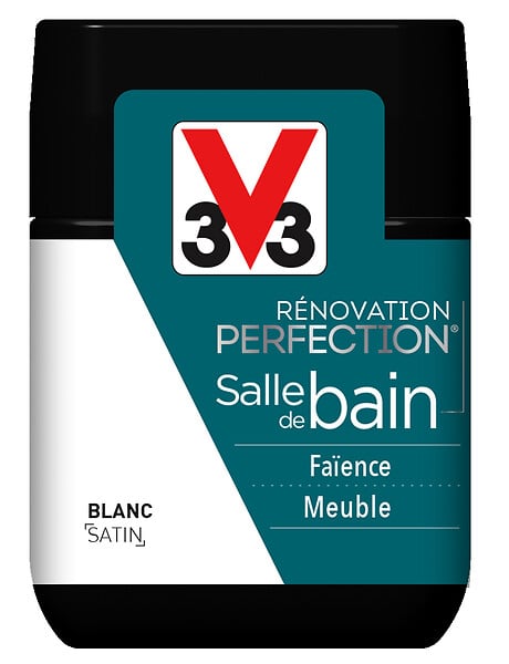 V33 PEINTURE - Peinture carrelage Renov SdB - Satin - Blanc - Testeur 75ml - large