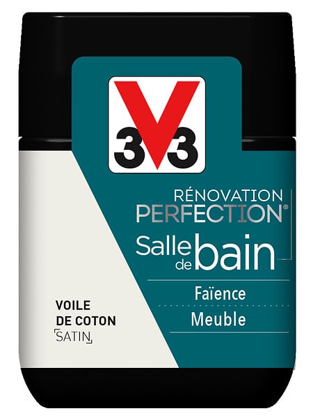 V33 PEINTURE - Peinture testeur Renov SdB Satin - Voile de coton - 75ml - large