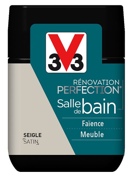 V33 PEINTURE - Peinture rénovation salle de bain satin Testeur Seigle 75ml - large