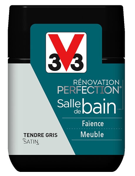 V33 PEINTURE - Peinture Renov SdB Satin Tendre gris Testeur 75ml - large