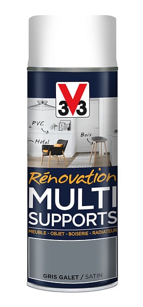 V33 PEINTURE - Peinture en aérosol Rénov multi-supports Gris galet 400ml - large