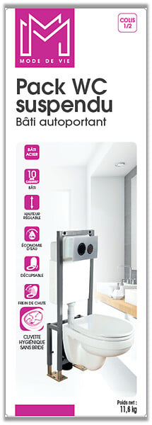 MODE DE VIE - Pack WC suspendu et autoportant - Céramique - Blanc - large