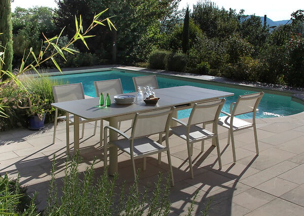 JARDILINE - Table de jardin Milos - Aluminium - Ivoire - 10 personnes - large