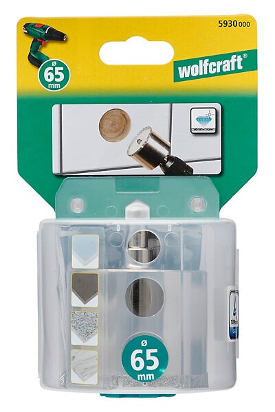 WOLFCRAFT - Trépan diamant  ø 65 mm + foret centrage WOLFCRAFT Ceramic - large