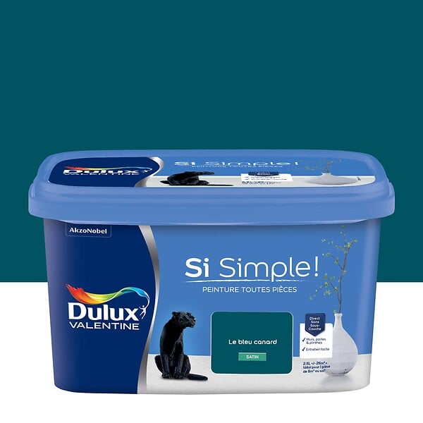 DULUX VALENTINE - Peinture intérieure Si Simple - Bleu Canard - Satin - 2,5L - large