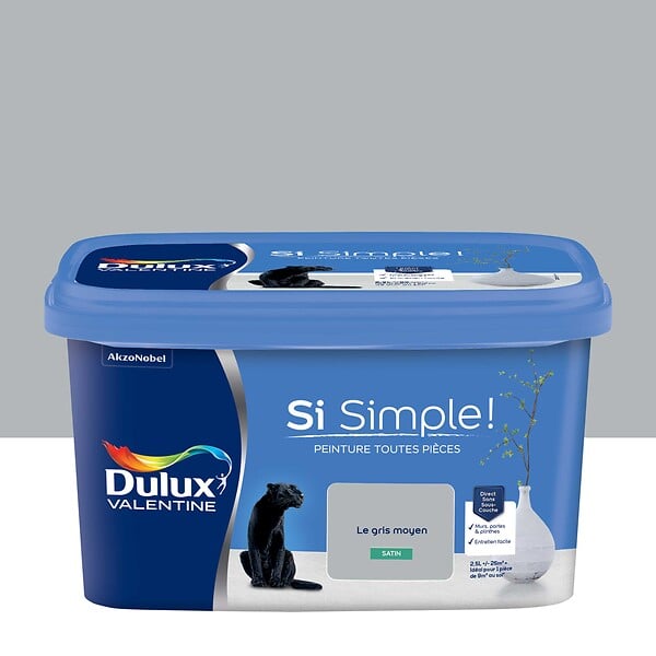 DULUX VALENTINE - Peinture Si Simple - Gris Moyen - Satin - 2,5L - large