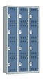 P.HENRY - Vestiaire 3 colonnes de 4 cases gris perle - bleu - vignette