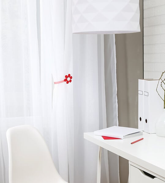 VCREATIONS - Embrasse à rideaux aimantée Van Lathem Fleur blanc - large
