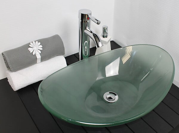LT AQUA + - Vasque à poser en verre dépoli Pirogue - 56x36.5x15cm - large