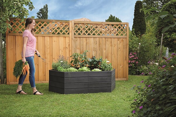 GARANTIA - Kit carrés potager - Polypropylène imitation bois - Gris - large